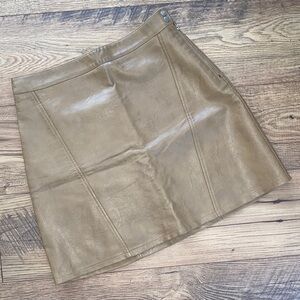 Zara Camel Leather Mini Skirt